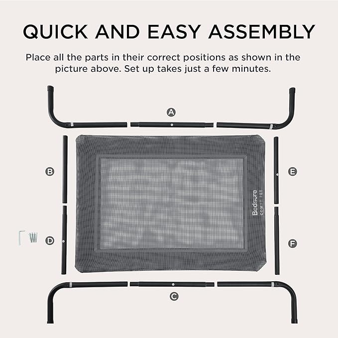 Bedsure Outdoor Elevated Dog Bed Large Sized Dog, Portable Indoor & Outdoor Cooling Raised Cot Pet Hammock Bed with Skid-Resistant Feet, Frame with Breathable Mesh, Deep Sea Blue, 49 inches