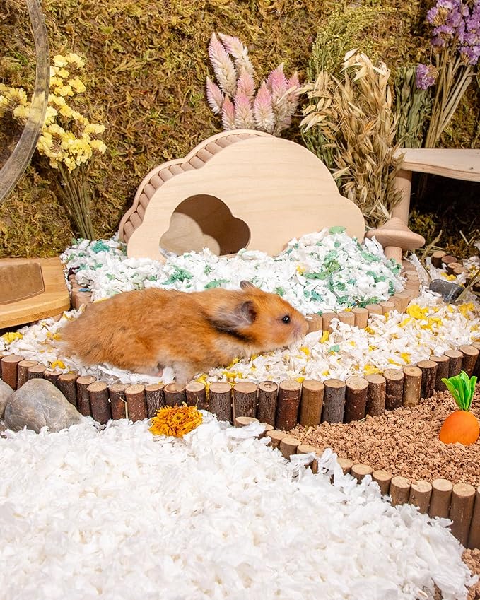 Niteangel Aspen Shaving Hamster Beddings for Syrian Dwarf Hamster Gerbil Mice Degu Rat Rabbit Bunny Guinea Pig Chinchilla Hedgehog or Other Small Pets (36L - White Paper Bedding)