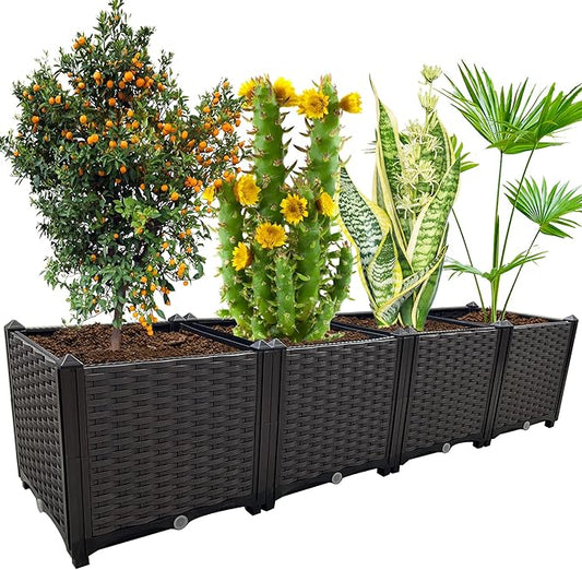 Large Planters for Outdoor Plants pots Elevated Garden Boxes Raised Garden Bed Garden Patio Balcony Deck to Planting Flowers Vegetables Tomato and Herbs
