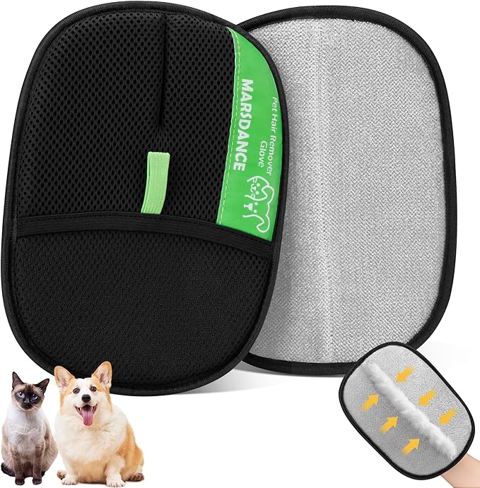 Pet-Hair-Removal-Glove Reusable Electrostatic-Gloves-Pet-Hair-Remover for Furniture, Couch, Carpet,Car Seat Pet-Hair-Remover-Tool for Dogs & Cats Hair Remover Mitt Pet-Double-Sided-Grooming-Glove 1Pcs