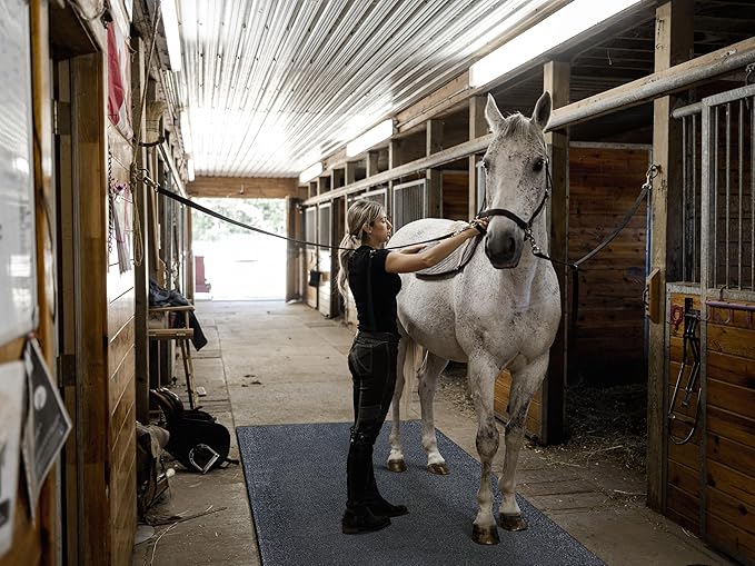 Heavy Duty Horse Stall Mats (20 Pack) - Stable Mats, Durable 3/4 in. Thick Rubber Flooring - Solid Black - 3.5' x 6' Mat for Stables, and More - 42 in. x 72 in. Stall Mat