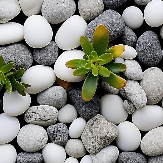 White Pebbles for Indoor Plants 20lbs, 1-2 Inch Natural River Rocks, Hand-Picked Premium Stones for Landscaping and Garden Design, Fish Tank, Flower Pots, Pathways and Backyard