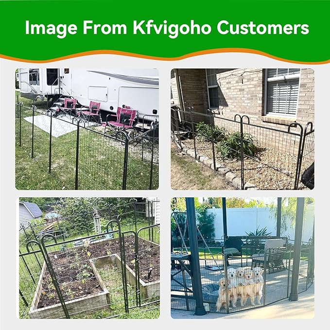 Dog Playpen Outdoor 16 Panels Heavy Duty Dog Fence 47" Height Anti-Rust with Doors Portable for RV Camping Yard, Total 36FT, 103 Sq.ft, Snowy Black