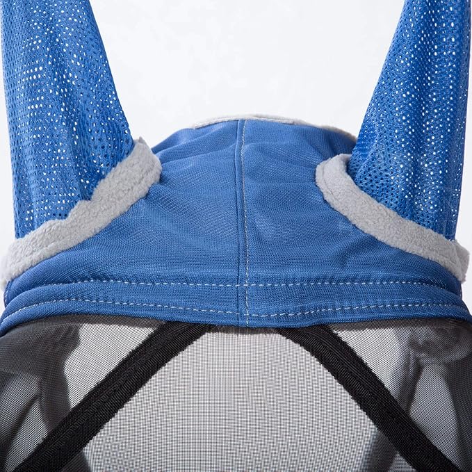 Harrison Howard CareMaster Pro Luminous Fine Mesh UV-Proof Fleece Padding Fly Mask Half Face Aquamarine (XL; Extra Full)