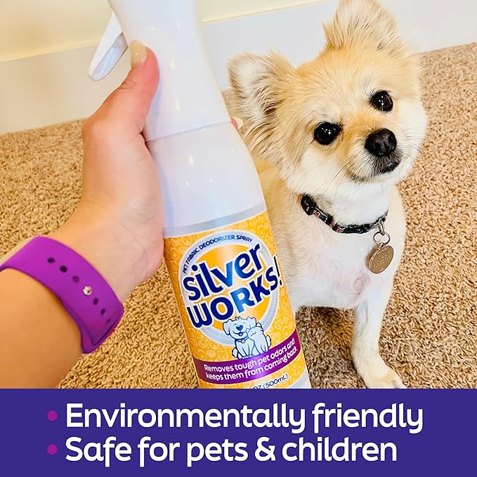 Pet Odor Eliminator Spray For Home - Safe, Natural, Silver Ion Deodorizer - Cat, Dog Smell And Urine Odor Eliminator For Carpet, Furniture And Litter -16.9oz