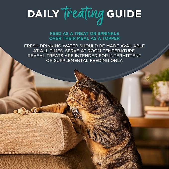 Reveal Natural Cat Treats, 6 Count Single Ingredient Treat for Cats, Grain Free, Whole Tuna Loin, 1.06 oz Bags