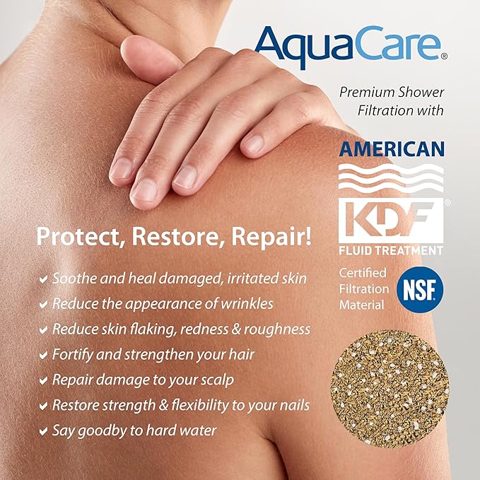 AquaCare High Pressure 10 Spray Mode Filtered Showerhead - Handheld Shower Head Filters Chlorine to Heal Dry Skin, Revive Hair - Dual Power Wash Cleans Tub, Tile, Pets - Hard Water Softener, Nickel