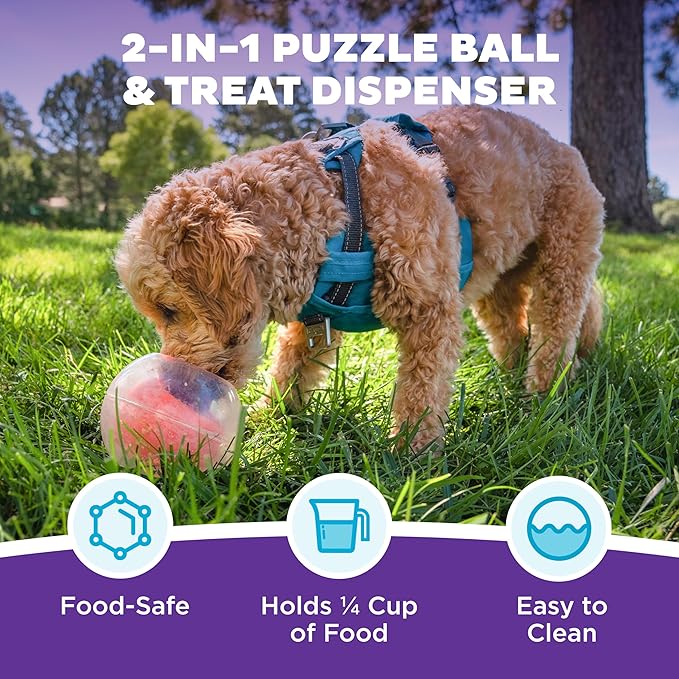 Outward Hound Nina Ottosson Topsy Treat Ball Dog Puzzle Interactive Treat Puzzle Dog Enrichment Dog Toy, Level 1 Beginner, Orange