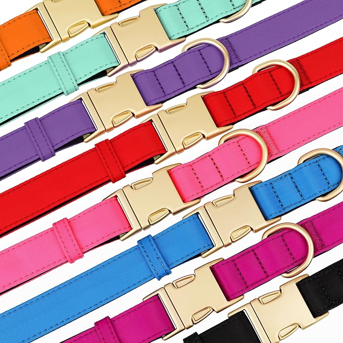 Didog Soft Padded Dog Collars for Small Dogs, Colorful and Durable Dog Collar with Quick Release Buckle, Light and Breathable for Daily Walking, Purple, S