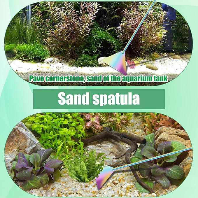 Aquarium Aquascape Tools Kit, 4 in 1 Anti-Rust Aquatic Plant Aquascaping Tool Stainless Steel Black Tweezers Scissors Spatula for Aquarium Tank Clean Fish Tank Aquascape Accessories Set