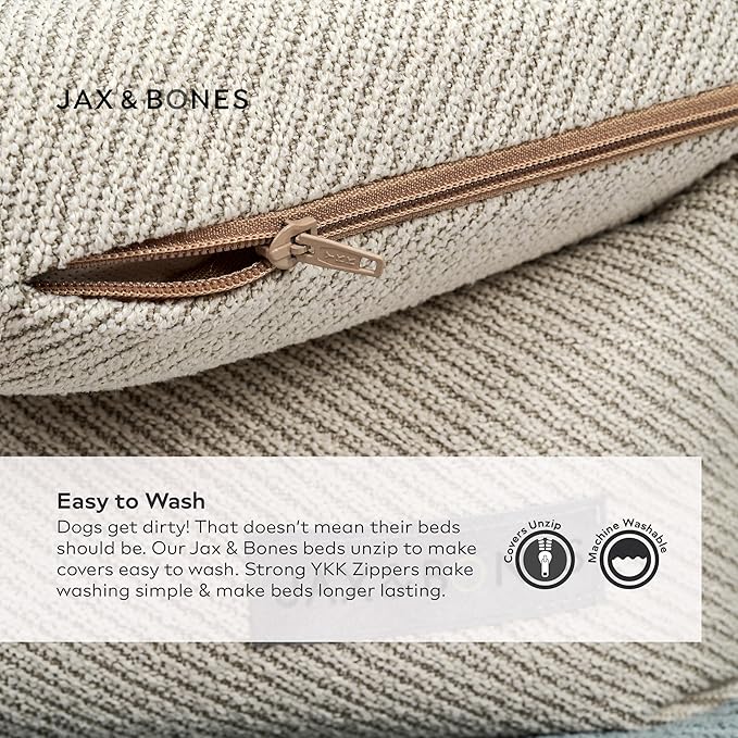 Jax & Bones Dog Napper - Luna Grey Machine Washable Bed for Dogs - Extra Heavy Duty Bolstered Sides - Medium Grey Dog Mat | 35 x 27 Inches