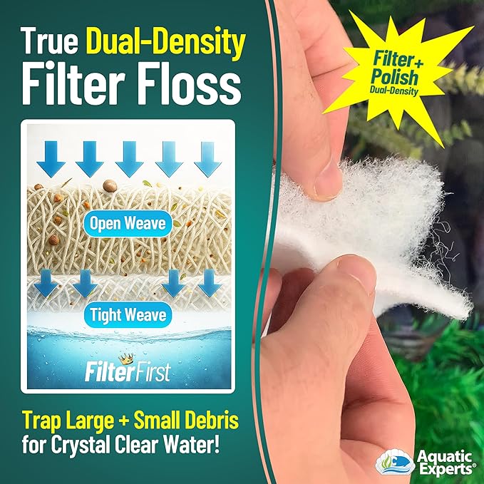 Aquatic Experts Aquarium Filter Floss for Fish Tank Filters - FilterFirst Aquarium Filter Pad - Aquarium Filter Media Roll for Crystal Clear Water, 3/4" - 1" Thick (24 Inch Wide, 24 Feet Long)