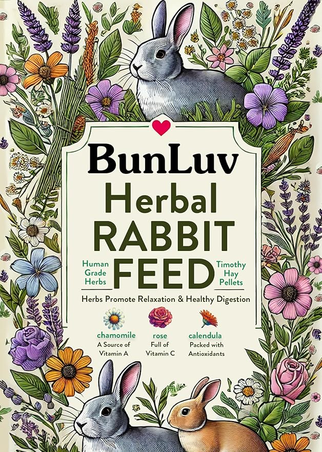 Pampered Chicken Mama Herbal Rabbit Feed 25 LB Bag: Premium Rabbit Food Made with Timothy Hay & Organic Herbs