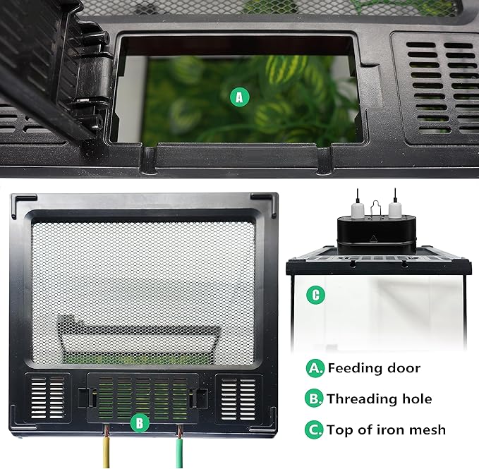 Mini Reptile Glass Terrarium Tank 8"x8"x12“ Full View with Front Opening Door and Enclosure Habitat Cage for Leopard Gecko Tarantula Young Lizard Hermit Crab Frog Insects Breeding Tank