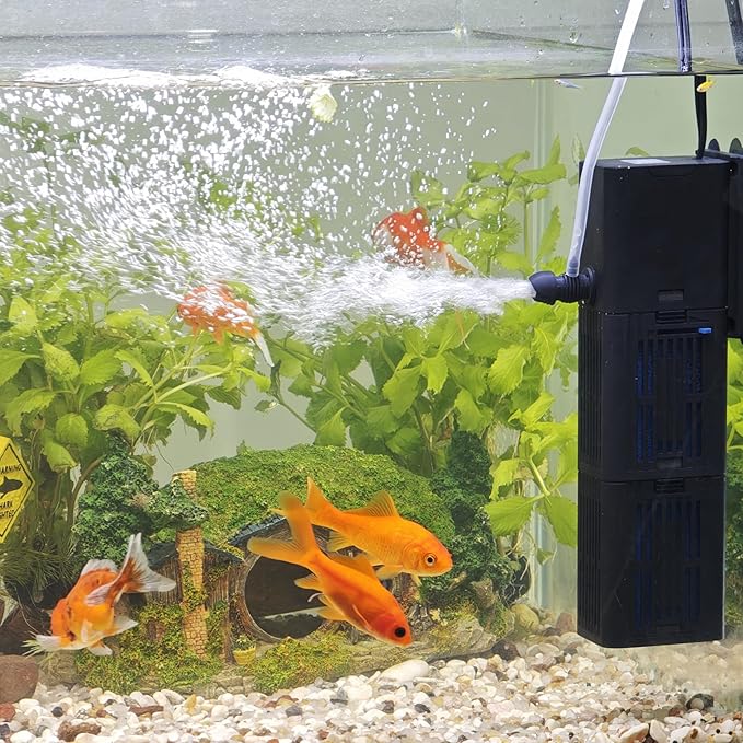 Aquarium Filter Water Flow Adjustable for 75-200 Gallon Fish Turtle Tank 400GPH Biochemical Filtration 4in1 Submersible Internal Powerful Pumps & Filters Keep Freshwater Saltwater Crystal Clear Large