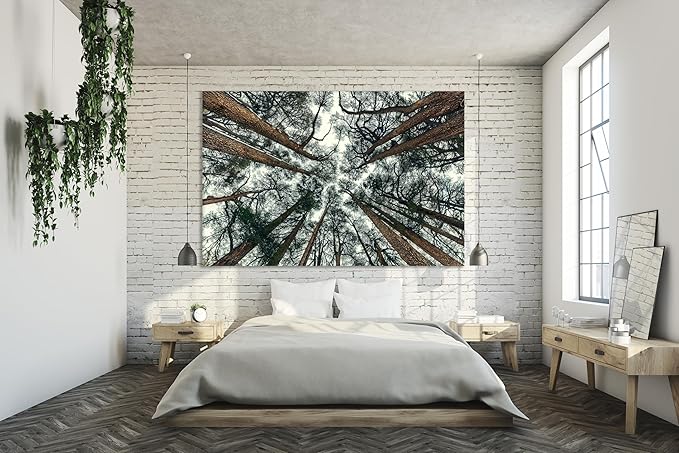 Nature Wall Art Prints - Ocean Forest Mountain Lake Canvas Landscapes - Small to Extra Large Living Room Bedroom Kitchen Bathroom Décor (Trees and Sky, 24L" x 36W")