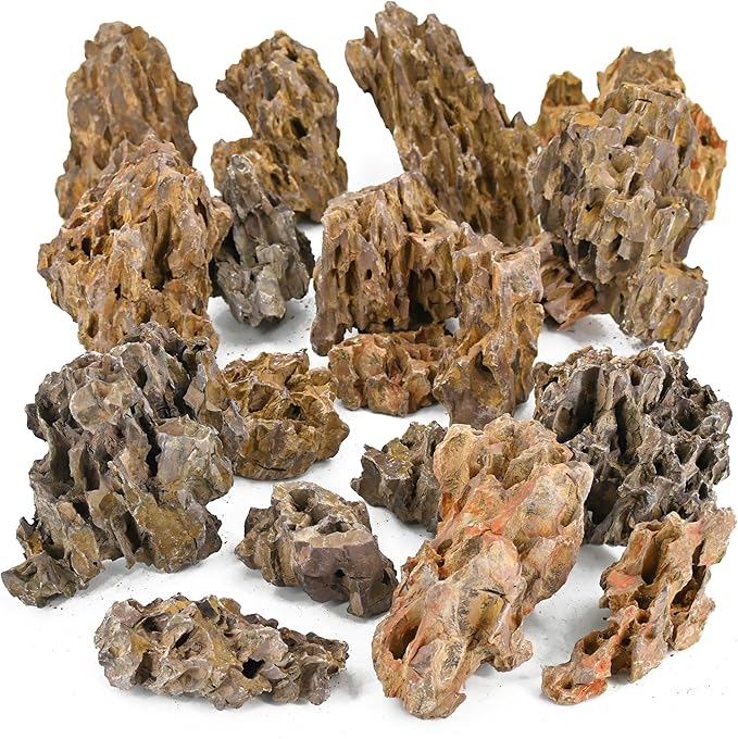 Unocho Aquarium Rocks Natural Dragon Stone seiryu Rocks 20LB Fish Tank Rocks for Aquariums Landscaping Model Tank Decoration-2-8 inches
