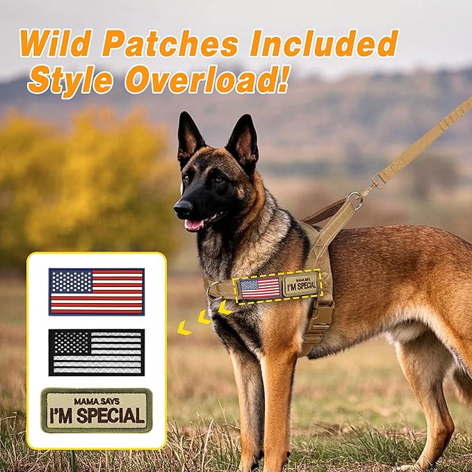 Forestpaw No Pull Dog Harness - Soft Flannel Padded Tactical Dog Vest Harness with Quick Release Buckle, Adjustable Reflective Pet Harness for Large Dogs Walking Training,Brown XL