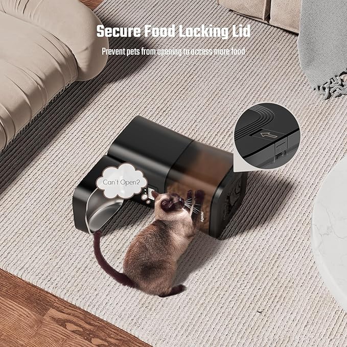 Espelho Automatic Cat Feeder- 4L Timed Cat Food Dispenser 1-6 Meals Control for Cat and Small Dog- Auto Pet Feeder with Desiccant Bag Keep Fresh for Reliable Easy Set Up and Clean- Voice Recorder