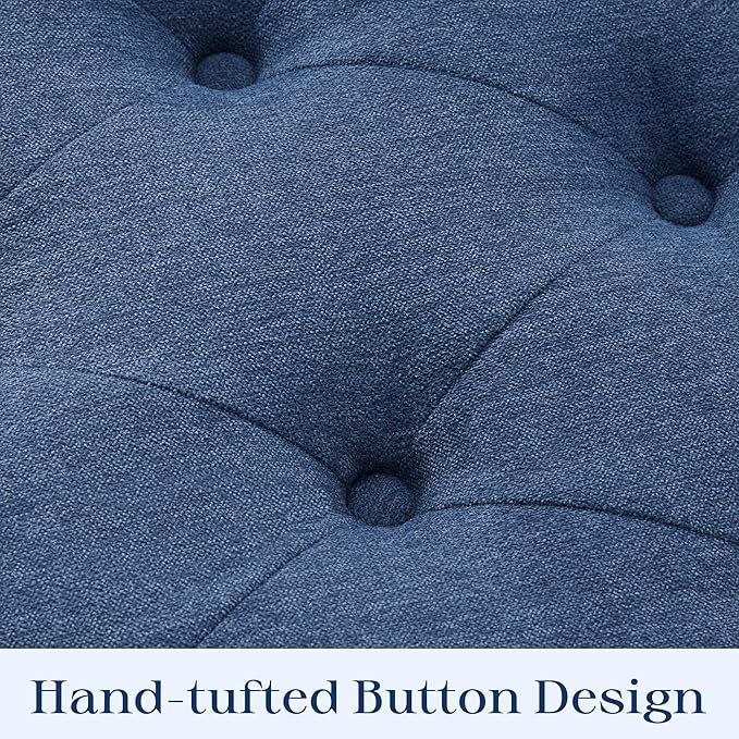 Ottoman with Storage, 48.8" Fabric Storage Ottoman Bench with Hinge, Bedroom Bench, Upholstered Benches with Seating for Living Room, Entryway (Dark Blue)