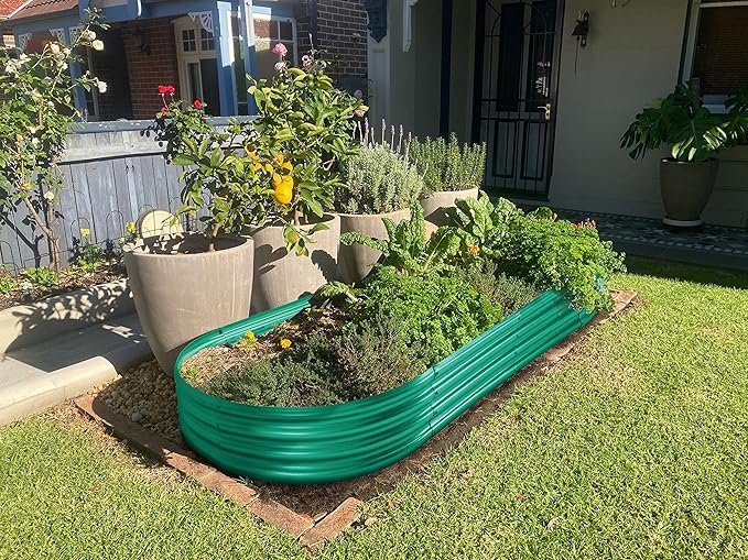 Land Guard Galvanized Raised Garden Bed Kit, Galvanized Planter Raised Garden Boxes Outdoor, Oval Large Metal Raised Garden Beds for Vegetables 4 x 2 x 1ft(1pcs) (Green)…