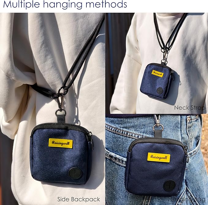 Dog Treat Pouch for Pet Walking and Training with Clicker Poop Bags Small Fanny Zipper Pack Holder for Puppy Snack Dispenser Kit for Leash and Outdoor Use (Blue)