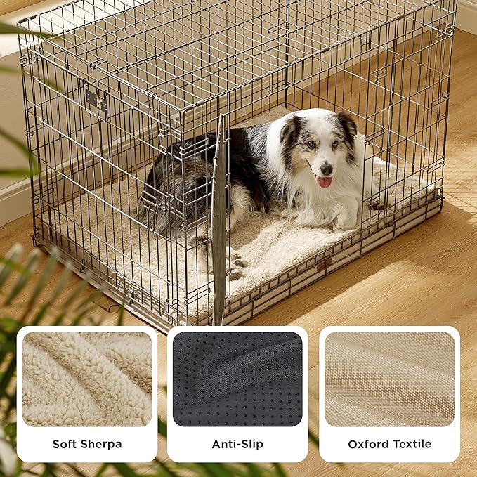 Bedsure XL Dog Bed for Crate - Large Orthopedic Flat Pet Beds with Removable Washable Cover, Egg Crate Foam Crate Mat, Suitable for Pet Up to 90 lbs