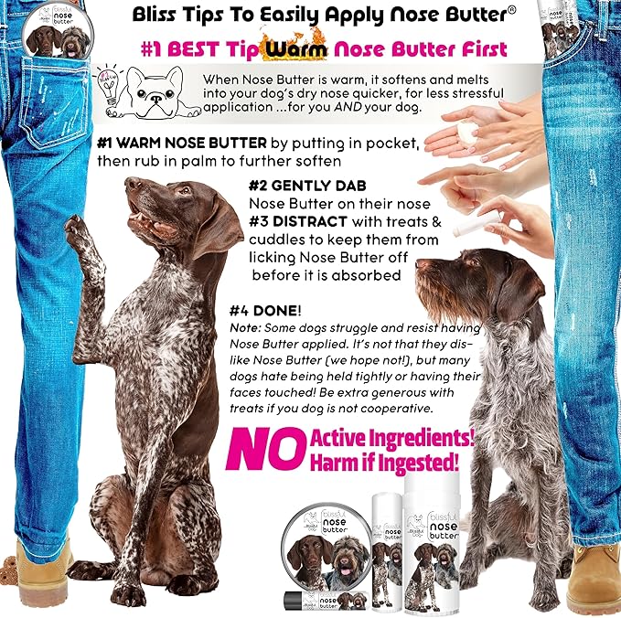 The Blissful Dog German Shorthaired Pointer Nose Butter for Dry, Cracked Skin, Lick-Safe Dog Nose Balm with Moisturizing Shea Butter, Almond, Olive, and Essential Oils, Pet Supplies, Uncented, 1 oz.