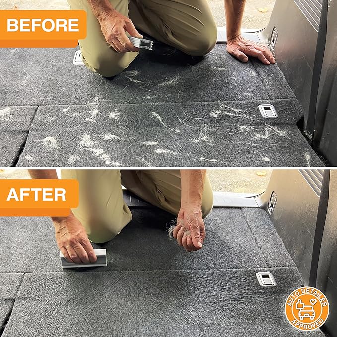 FurDozer X3 PRO Pet Hair Remover & Auto Detailing Tool - Cat & Dog Hair Remover for Carpet, Car Interior, Couch, Bedding, & Furniture - Reusable Pet Hair Removal Tool for Fur & Lint, 5" (Grey, 2-Pack)