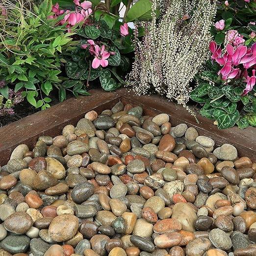 40lbs Large River Rocks for Landscaping, 3-4 Inch Natural Unpolished Bulk Pebbles, Hand-Picked Premium Stones for Garden Design Fish Tank, Flower Pots, Pathways and Backyard, Mixed Color